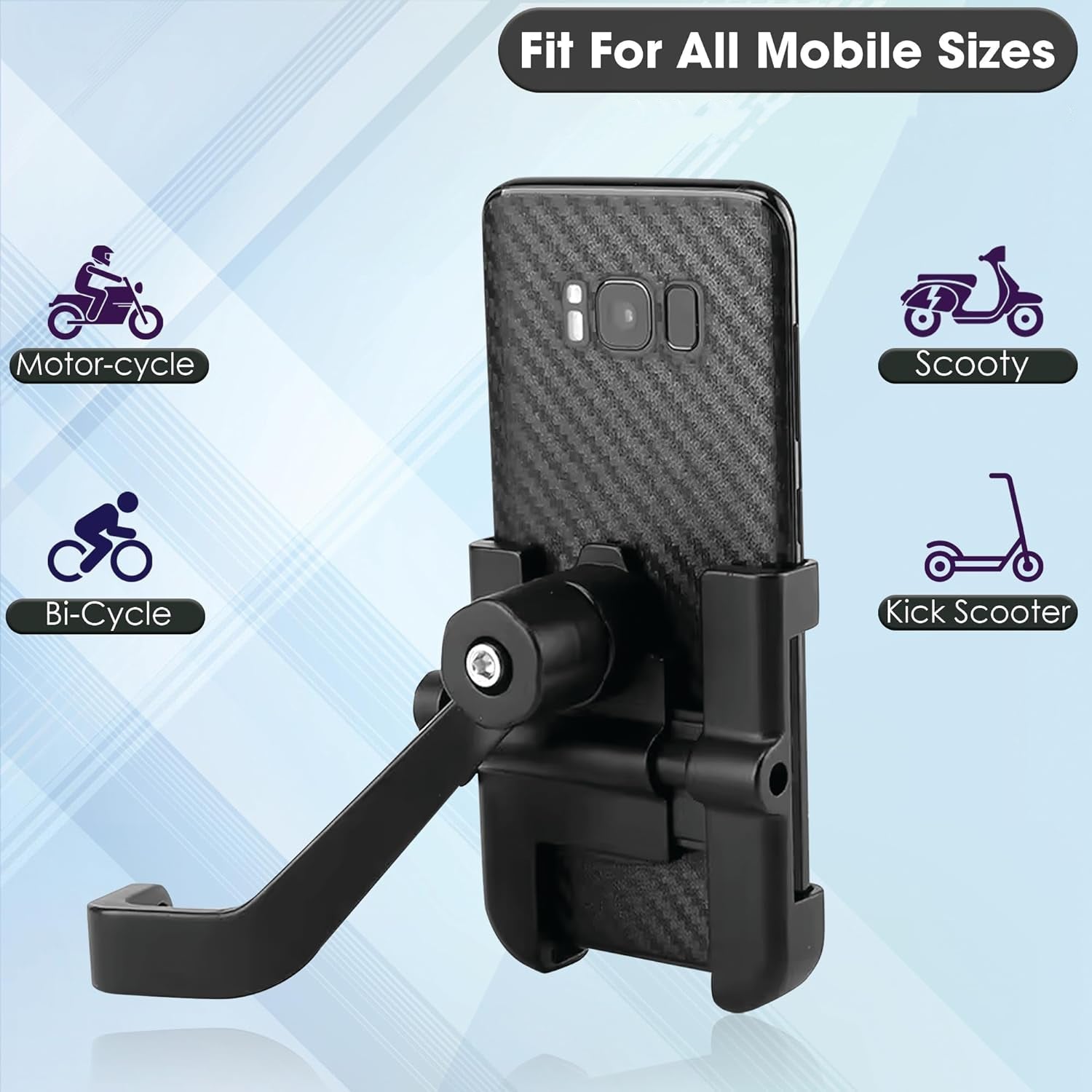 Full Metal Body Bike & Scooty 360 Degree Rotating Mobile Holder Stand for Bicycle, Motorcycle, Scooty for Maps and GPS Navigation Fits All Smartphones (1 Pc) Full Metal Body Bike & Scooty 360 Degree Rotating Mobile Holder Stand for Bicycle, Motorcycle, Scooty for Maps and GPS Navigation Fits All Smartphones (1 Pc)